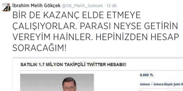 Melih Gökçek yeni Twitter hesabı açtı