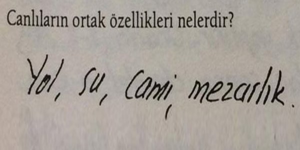 Birbirinden ilginç sınav soru ve cevapları