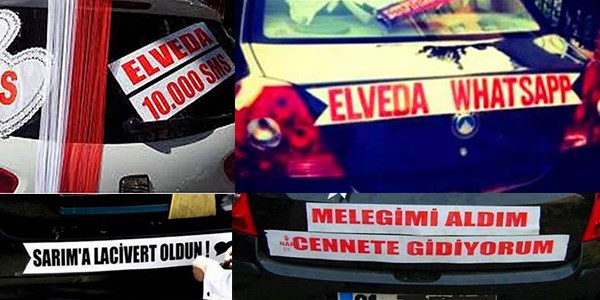 Gelin arabalarındaki ilginç yazılar