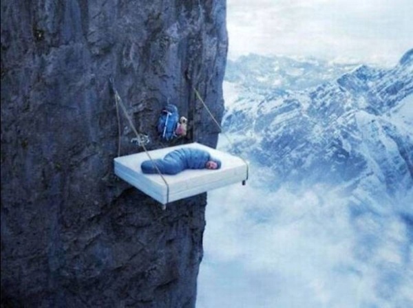 20) How mountain climbers sleep.