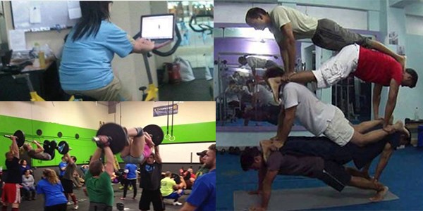Spor salonlarından tuhaf görüntüler