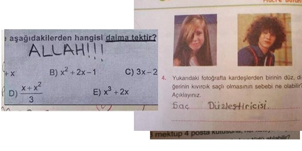 Sınav sorularına verilen ilginç cevaplar