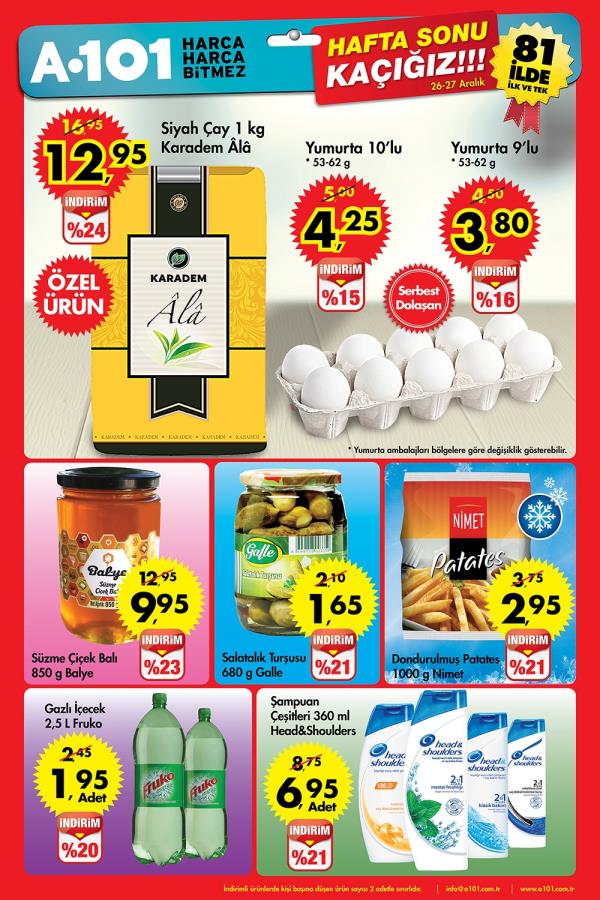 A101'in 26-27 Aralk 2015 tarihli frsat rnleri
