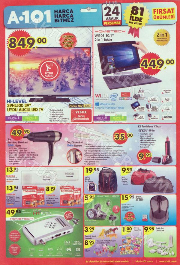 A101'in 24 Aralk 2015 tarihli frsat rnleri