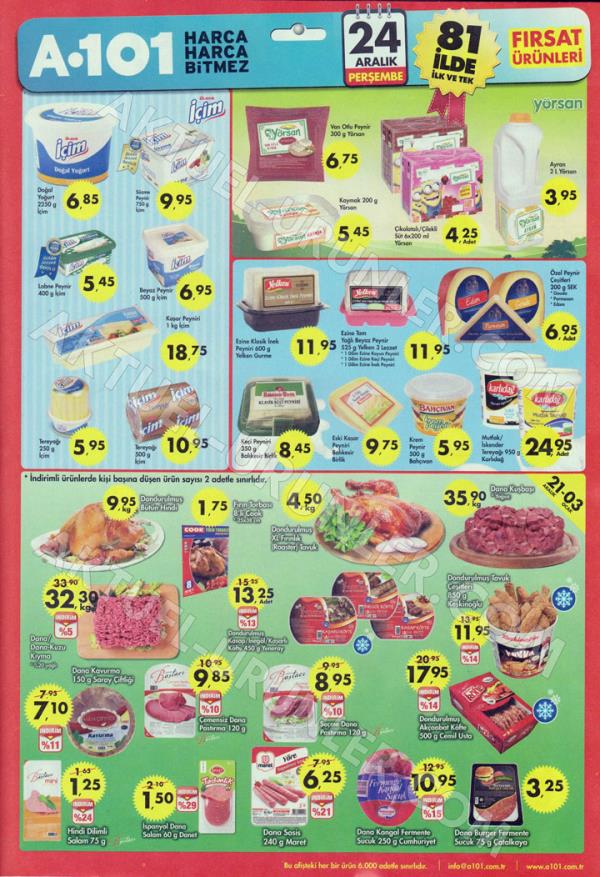 A101'in 24 Aralk 2015 tarihli frsat rnleri