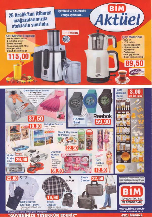 BM'in 25 Aralk 2015 tarihli frsat rnleri