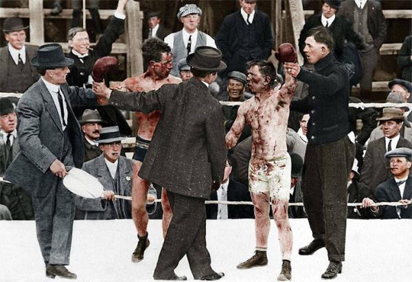 Ray Campbell ve Dick Hyland boks ma,  Mays 1913