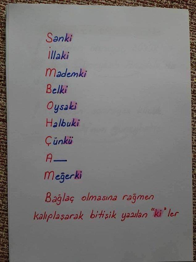 <p>11."-ki"nin yazm</p>