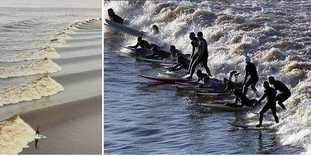 16. Amazonlar'da ve Severn, ngiltere'de oluan 'gelgit dalgalar' : Takn sularnn denize dkld noktada oluan dalgalarn nehirlerin yukarlarna doru ilerlelemesi olay.