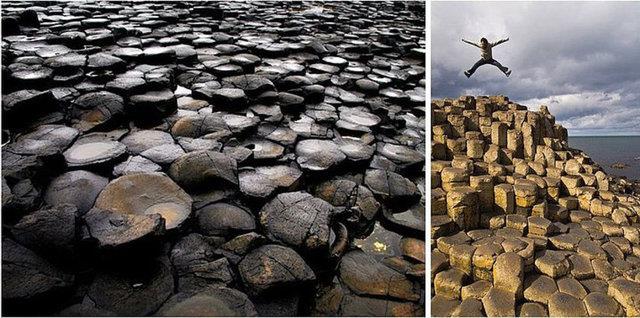 14. Bazalt Stunlar: Kuzey rlanda'da eski bir volkanik patlama sonucu olumu 40.000 bazalt stn.