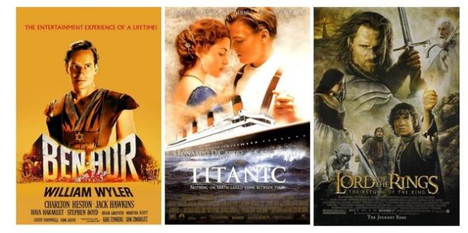 2.  film 11 dalda birden dl almay baard.  Bunlar; Ben-Hur (1959), Titanic (1997) ve The Lord of the Rings: The Return of the King (2003) filmleridir.