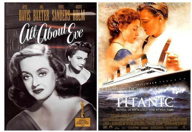 4. All About Eve (1950) ve Titanic (1997) 14 adaylk ile en ok aday gsterilmi filmlerdir.  Titanic 11 dl alrken, All About Eve 6 dle layk grld.