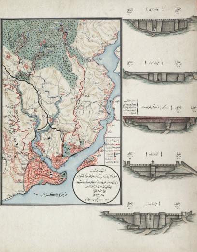 stanbul'un su yollar ve bendlerinin haritalar...