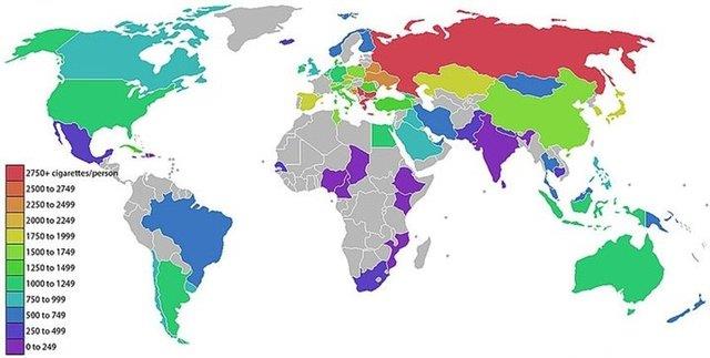 Dnya'da Kii Bana ilen Sigara Says Haritas