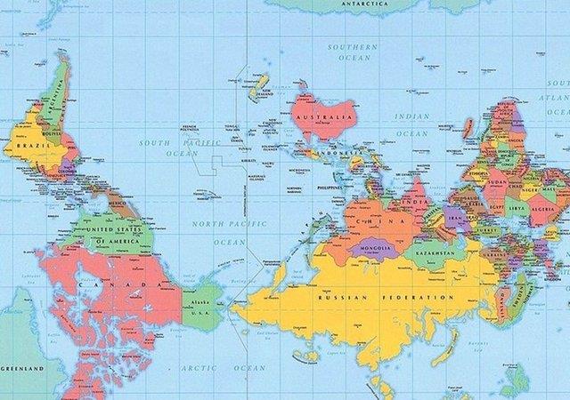 Dnya ters olsayd haritas!