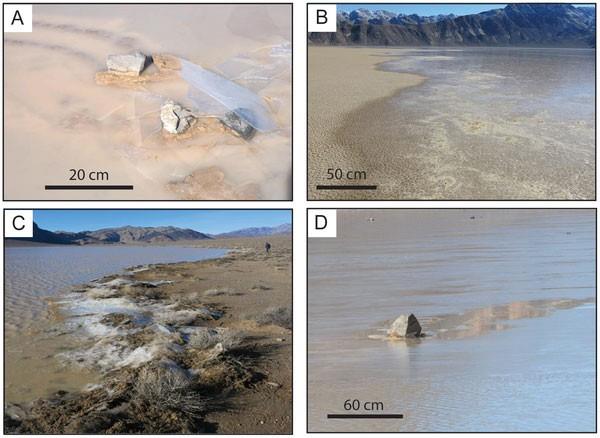 Plos One'da Richard D. Norris, James M. Norris, Ralph D. Lorenz, Jib Ray ve Brian Jackson'n yaynlanan almasna gre kayalar hareket ettiren rzgar, yamur ve buz.