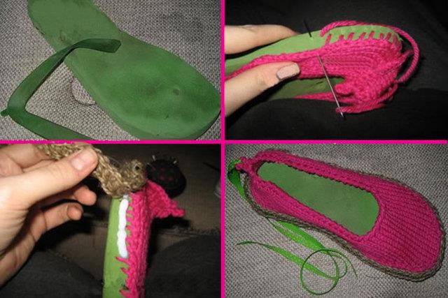 Parmak aras terliklerden rme ayakkab...