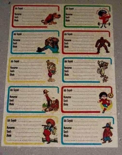 Kitap defter kaplanr zerine bu etiketler yaptrlrd.