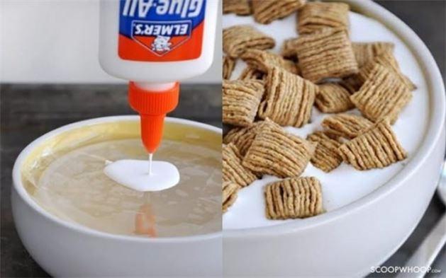 Yaptrc hilesi / Reklamlarda grdnz st deil, yaptrc. St kahvaltlk gevrei annda yumuatr ve fotoraf iin ho grnt oluturmaz.