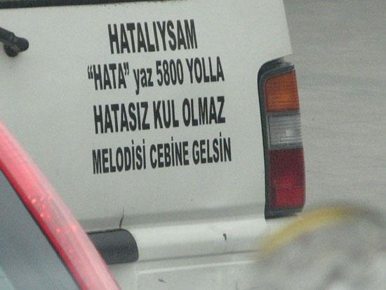 &#8226; Arabalarnn arkasna "hatalysam ara" yazp numaray vermemek