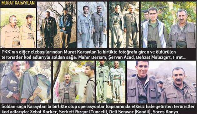 MAV LSTEDEYD<P>    Murat Karaylan ile birlikte fotoraf ektiren 'Azad Siser' kod adl Ekrem Gney, 4 Mays 2016'da Diyarbakr'da ldrld. Aranan terristler listesinde 1.5 milyon liralk "Mavi" listede bulunan Gney, szde Orta Saha sorumlusu olarak 2014'te Trkiye'ye gnderildi.