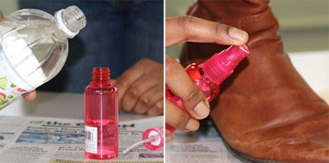 Deri ayakkablardaki lekeler iin souk su ve sirke karm pratik bir yntemdir.