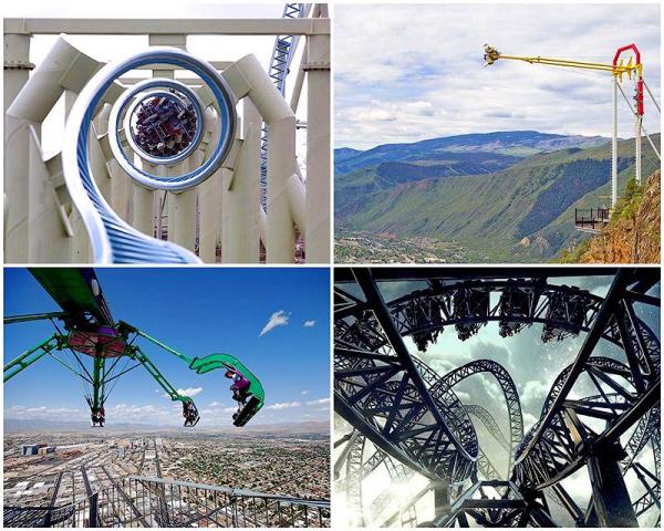 E�lence parklar�ndaki sal�ncaklar y�rek hoplatacak t�rden. �zellikle y�kse�e ��k�p h�zla a�a��ya inen roller coasterler adranalin patlamas�na neden oluyor.Biraz daha heyacan derseniz u�urum kenarlar�ndaki sal�ncaklar tam size g�re