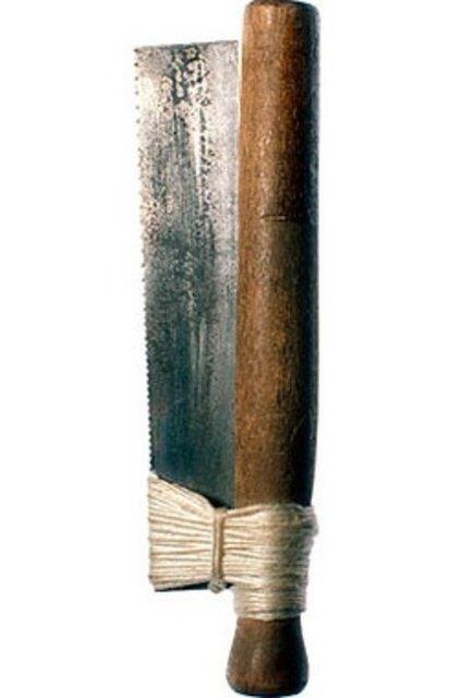 Tahta, demir ve plastik iple yaplm testere