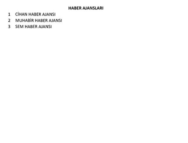 KAPATILAN HABER AJANSLARI  <p>  Olaanst Hal Kapsamnda Alnmas Gereken Tedbirler Hakkndaki Kanun Hkmnde Kararname ile FET ile ilikisi olan medya kurulular kapatld.16 televizyon, 3 haber ajans, 23 radyo, 45 gazete, 15 dergi, 29 yaynevi ve  datm kanal kapatld.