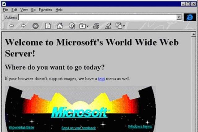 Microsoft'un anasayfas  <p>20 yl nce Microsoft'un anasayfas byle grnyordu. Anasayfadaki resmin yklenmesi iin uzun sre beklemek gerekiyordu.