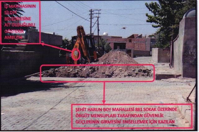 <p><b>IRNAK - SLOP</b></p>    <p>Kobani eylemleri olarak bilinen yasad sokak eylemlerinden sonra terr rgtnn talimatlar dorultusunda gvenlik glerinin mahallelere girmesini engellemek iin Belediyeye ait i makinalaryla hendek kazlm, ara sokaklara park edilerek gei engellenmiti.</p>