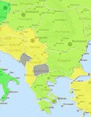 Bosna Hersek: 90 Moldova: 96 Yunanistan:92 Romanya:94 Bulgaristan: 92 Arnavutluk: 90 Srbistan: 89 Macaristan: 98 Hrvatistan:90