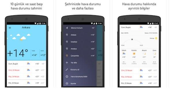 Yandex-Hava durumu  <br>  Bu uygulama 10 gnlk hava durumunu tahmin ediyor ve seilen konuma gre saat ba hava durumunu gsteriyor. Hava durumunu merak ettiiniz yerleri ekleyebilirsiniz.