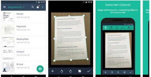 CamScanner  <br>  Tm belgelerinizi, bu uygulama ile tarayabiliyor ve zahmetsizce dijital yolla gnderebiliyorsunuz.