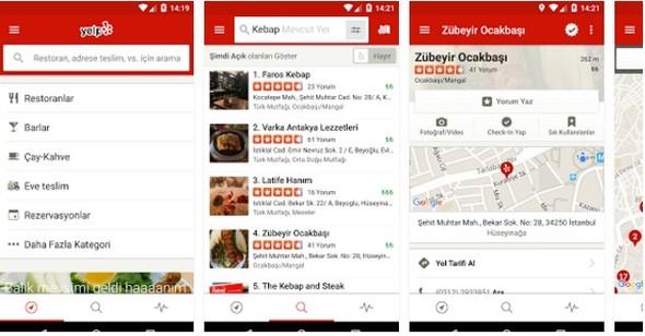 Yelp<br>    Bir ehrin en iyi yerel iletmeleri, en popler mekanlar, en ok tercih edilen plastik cerrahlarna kadar bir ehirde tercih etmeniz gereken ''en''leri takip edebilirsiniz.