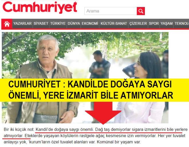 <p>Cumhuriyet Gazetesi: <br>  Trkiye sz konusu olunca "MT SU LYOR"<br>  PKK sz konusu olunca "YERE ZMART ATMAYAN, EVREYE DUYARLI OCUKLAR"</p>