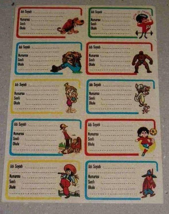 Ders kitaplarna yaptrlan etiketler...