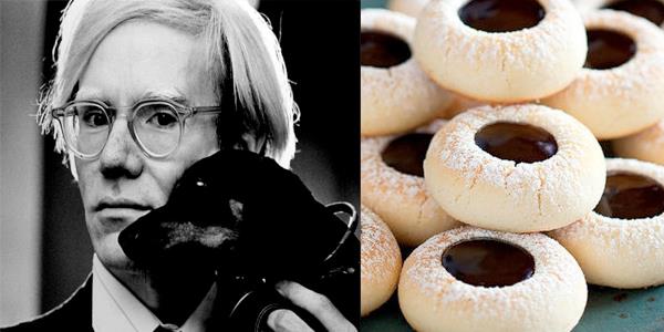 Andy Warhol  ,    eker, sakz ve kurabiyeler vazgeilmezi.