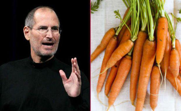 Her gn ayn kyafeti giymesiyle tandmz merhum Steve Jobs sz konusu yemek olduunda da ayn istikrara sahipmi. Mesela bir hafta boyunca her gn ayn yemei yiyen Steve Jobs'un vazgeemedii tek yiyecek ise havu. Evet elma deil. Hatta Jobs'un uzun sre ykanmad nk havucun vcut kokularn geirdiini ve teninin yava yava turuncuya dndn syledii de biliniyor.