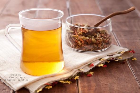 NEFS BTK AYI-18 adet tarn ubuu, 2 orba ka kakule, 1 orba ka drt renk biber, 2 orba ka karanfili havanda dvn. Bu karmdan 2 orba ka kadar demliinize koyun ve 3-4 dilim taze zencefil ekleyin. En az 15 dakika kadar demleyin, ne kadar uzun demlenirse tatlar o kadar alacaktr. Dilerseniz st ekleyip kahve lezzetinde bir ay haline de getirebilirsiniz. ifa niyetine...