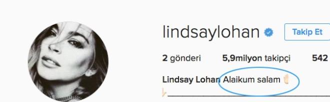 NCE HESABINI TEMZLED  <p>Lindsay Lohan ncelikle Instagram hesabn temizledi. Btn fotoraflarn ve videolarn silen Lindsay Lohan islamiyetin sembol olan selam verdi. Adnn yanna 'Alaikum Salam' yazd. Ardndan da yeni yaamnn ilk paylamlarn yapt. Yapt paylam Recep Tayyip Erdoan'dan olunca dnya bu mesajla salland.