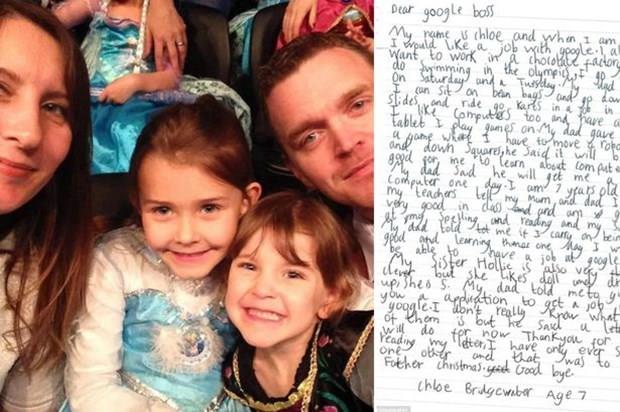 Chloe, Google'a bilgisayar becerilerine sahip olduunu ve "armut koltuklarda oturup, kaydraklardan kayabilecei bir ofis"te almak istediini anlatt.