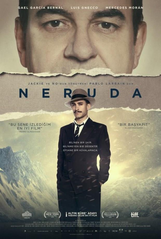 <p><b>"Neruda"</b></p>  <p>  Pablo Larrain'in ynettii filmde Gael Garcia Bernal, Luis Gnecco, Mercedes Moran, Alfredo Castro, Pablo Derqui, Mercedes Moran ve Emilio Gutierrez Caba gibi isimler rol ald.</p>  <p>  Senaryosu Guillermo Calderon'a ait olan "Neruda", Komnist Parti'ye katlmndan dolay kendi lkesinde kaak durumuna drlen Nobel dll air Pablo Neruda'y yakalamaya alan bir mfettiin abasn ele alyor.</p>