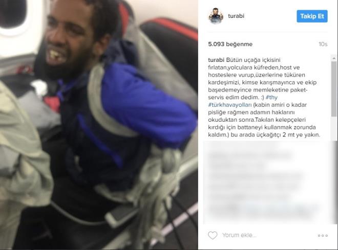 Survivor'da 2 kez ampiyonluk yaayan ve pek ok hayran olan Turabi amkran'n bindii uakta bana gelmeyen kalmad. Bir yolcunun uaktakilere yaptklarn anlatan Turabi olay karan yolcuya mdahale ettiini Instagram'dan anlatt.