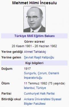 Cumhuriyetten bu yana Milli E�itim Bakanlar�