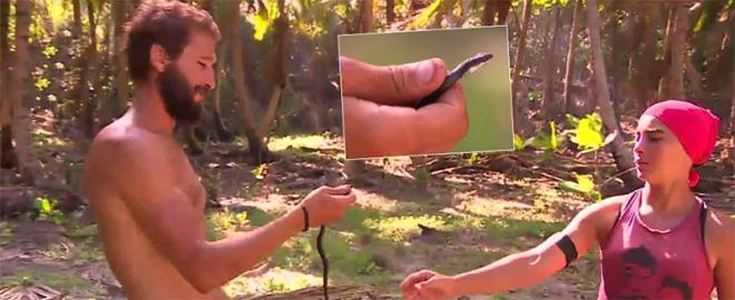 Sembol oyunu sonras Adem, adada bulduu ylanla Sabriye'yi korkuttu. nce ylandan korkan Sabriye, daha sonra "Onu yiyelim mi?" teklifinde bulundu.