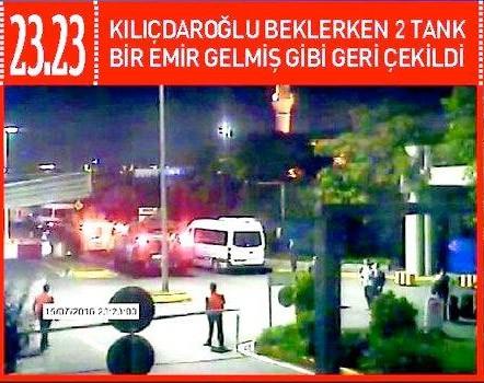 Kldarolu'nun darbe gecesi grntlerine gre 15 Temmuz darbe giriiminde saat 23.00 sularnda birok tank ve askeri ara Atatrk Havaliman'nn eitli noktalarn tuttu. Darbeci askerler VIP nizamiyesi nne de saat 23.13 civarnda intikal etti.