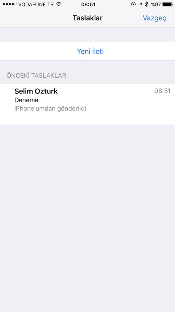 Bu �ekilde daha �nce olu�turdu�unuz taslak e-postalara ula�abilece�iniz gibi, yeni mesaj da yine bu b�l�m �zerinden olu�turma �ans�n�z var!