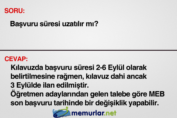 2 ila 6 Eyll arasnda retmen atama bavurular alnacaktr.   <p><b>te sk sorulan sorular ve cevaplar</b></p>
