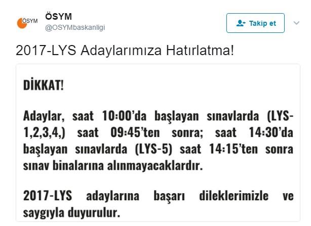 Trkiye genelinde toplam 1 milyon 72 bin 396 renci bugn yaplan LYS 4 Sosyal Bilimler snavna girdi.